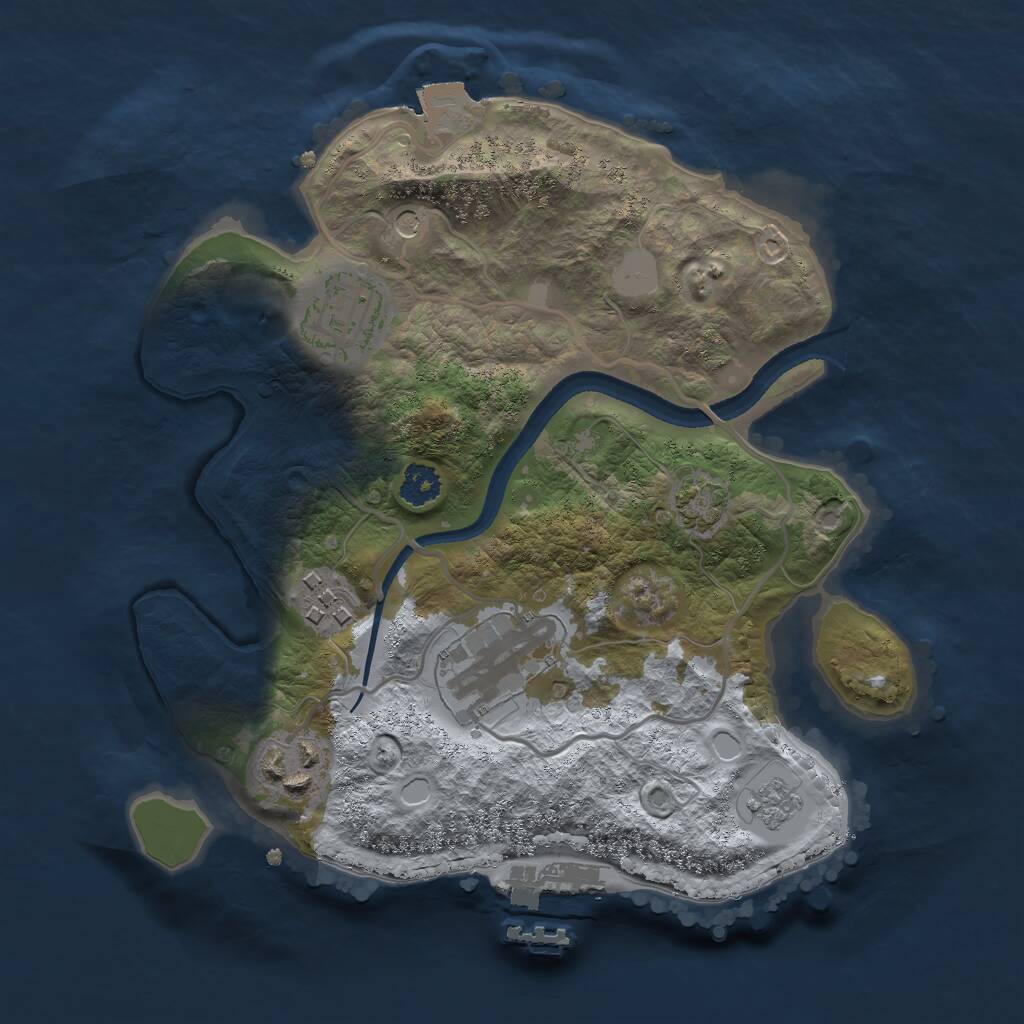 Rust Map: Procedural Map, Size: 2500, Seed: 43146632, 9 Monuments