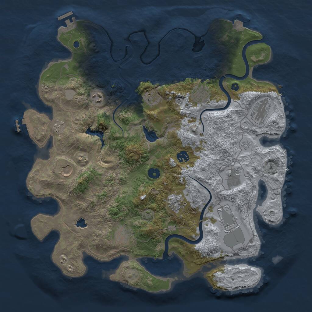 Rust Map: Procedural Map, Size: 4000, Seed: 30051990, 17 Monuments
