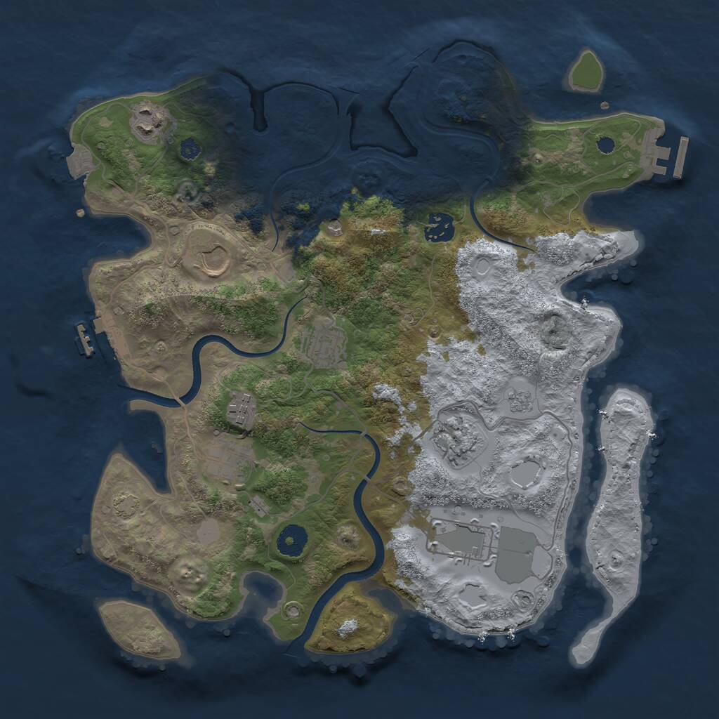 Rust Map: Procedural Map, Size: 3500, Seed: 77727736, 14 Monuments