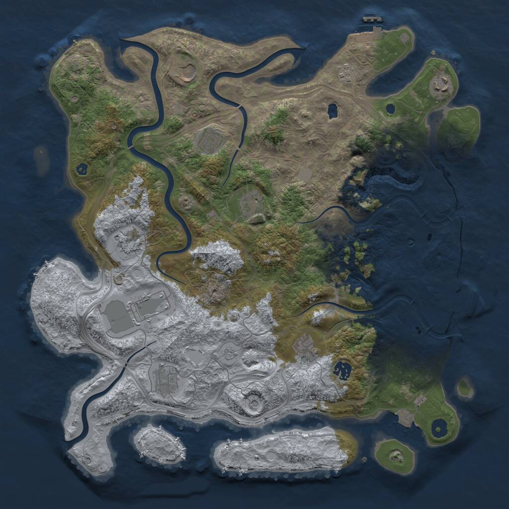 Rust Map: Procedural Map, Size: 4250, Seed: 560898129, 16 Monuments