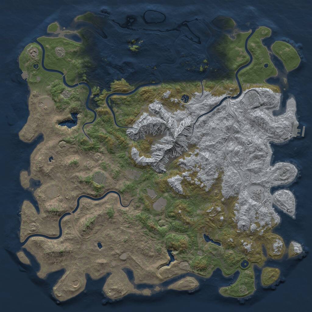 Rust Map: Procedural Map, Size: 6000, Seed: 954684207, 17 Monuments