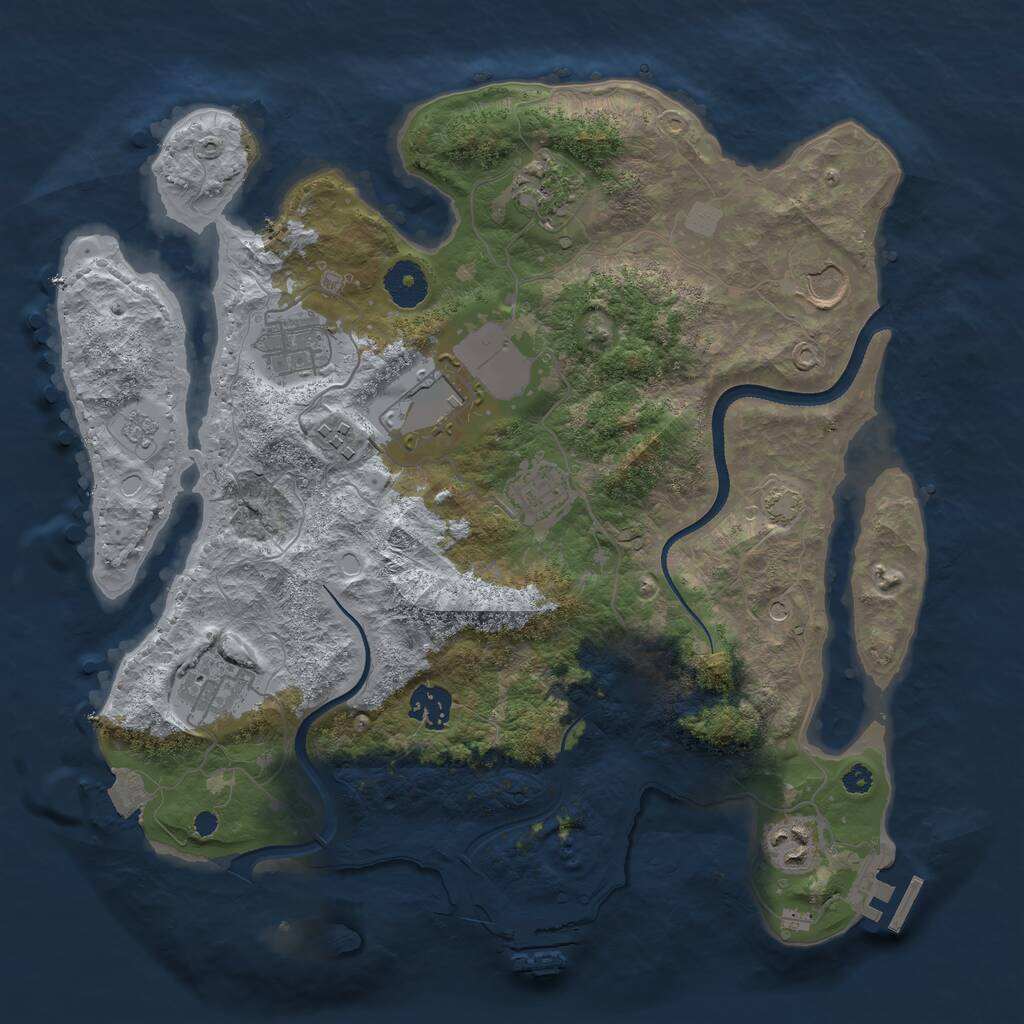 Rust Map: Procedural Map, Size: 3500, Seed: 1861225156, 15 Monuments