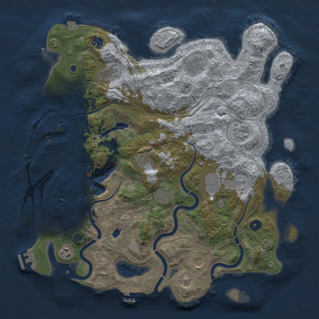 Rust Map: Procedural Map, Size: 4250, Seed: 2100348711, 16 Monuments