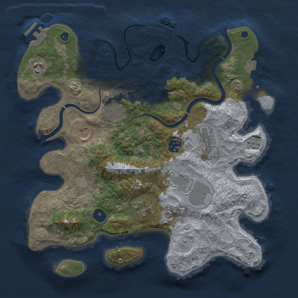 Rust Map: Procedural Map, Size: 3500, Seed: 620720397, 14 Monuments