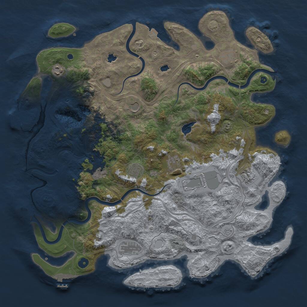 Rust Map: Procedural Map, Size: 4500, Seed: 440828576, 16 Monuments