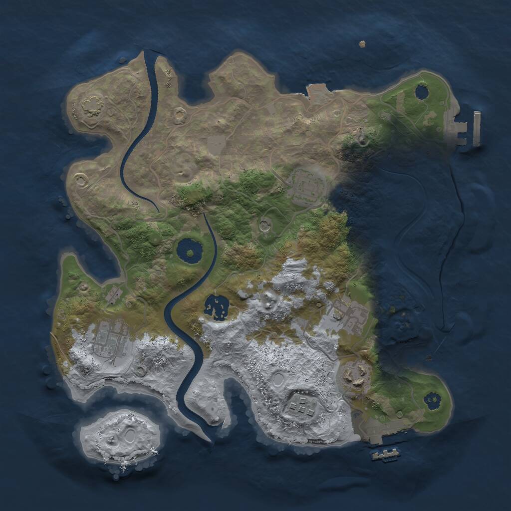 Rust Map: Procedural Map, Size: 3000, Seed: 463226723, 11 Monuments