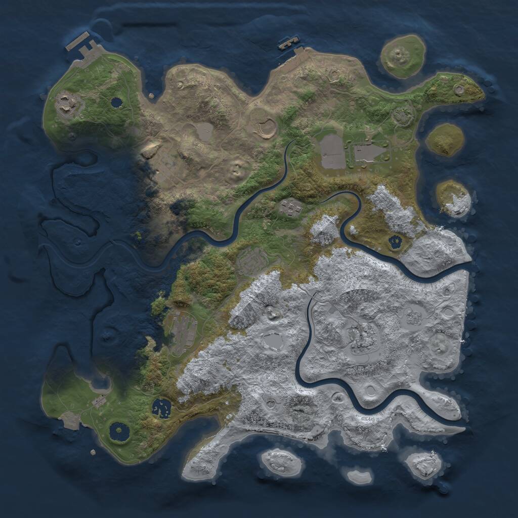 Rust Map: Procedural Map, Size: 3900, Seed: 1992118456, 15 Monuments