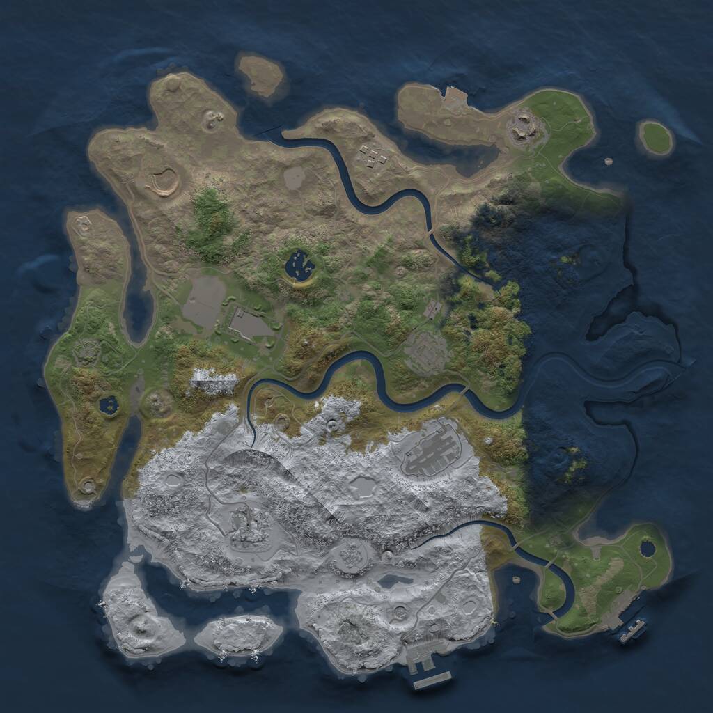 Rust Map: Procedural Map, Size: 3750, Seed: 1079224915, 14 Monuments