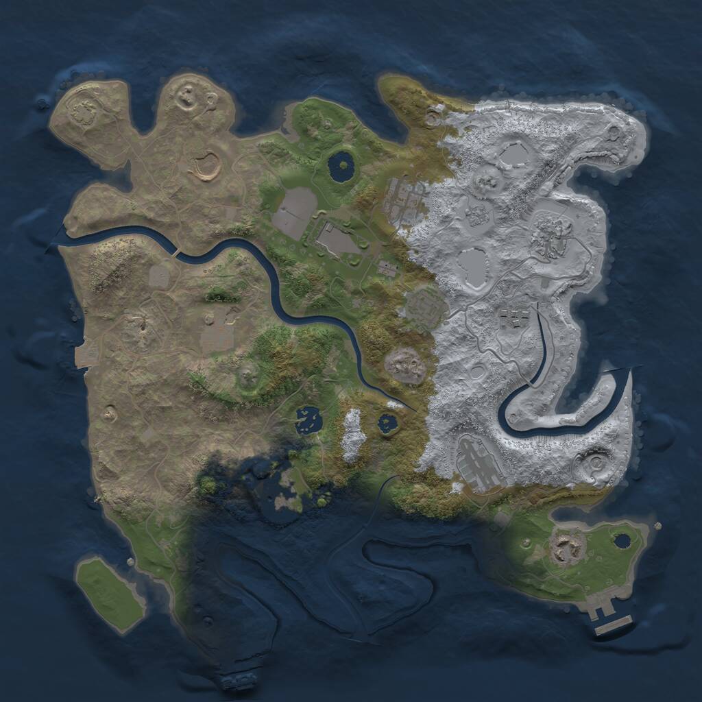 Rust Map: Procedural Map, Size: 3700, Seed: 166388184, 17 Monuments