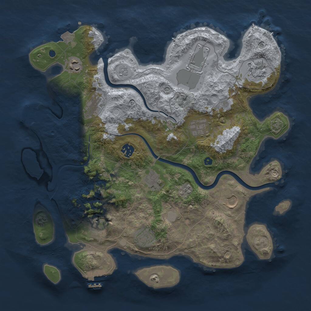 Rust Map: Procedural Map, Size: 3700, Seed: 229184939, 17 Monuments