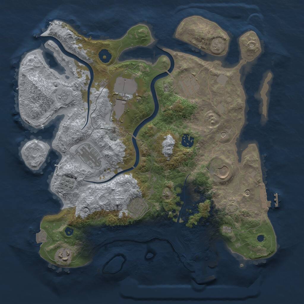 Rust Map: Procedural Map, Size: 3500, Seed: 2084161241, 14 Monuments