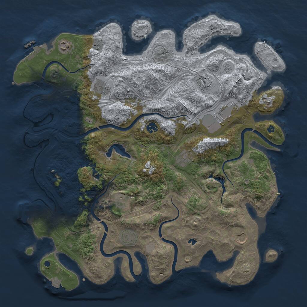 Rust Map: Procedural Map, Size: 4250, Seed: 878885218, 16 Monuments