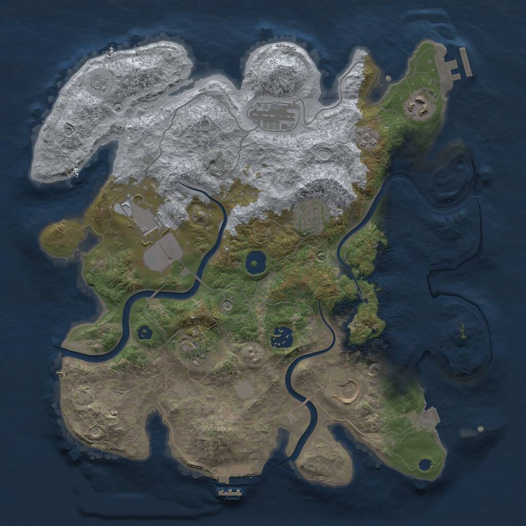 Rust Map: Procedural Map, Size: 3500, Seed: 1812780700, 14 Monuments