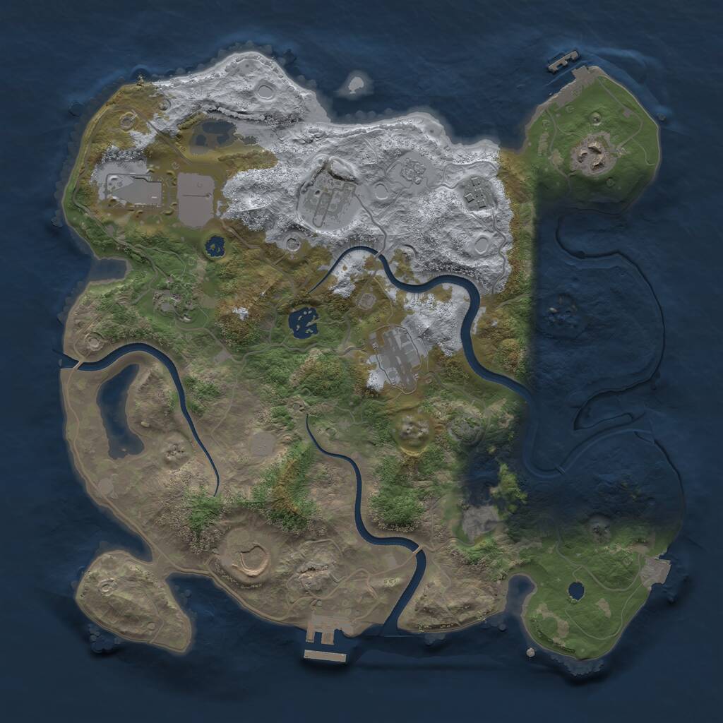 Rust Map: Procedural Map, Size: 3500, Seed: 459665477, 15 Monuments