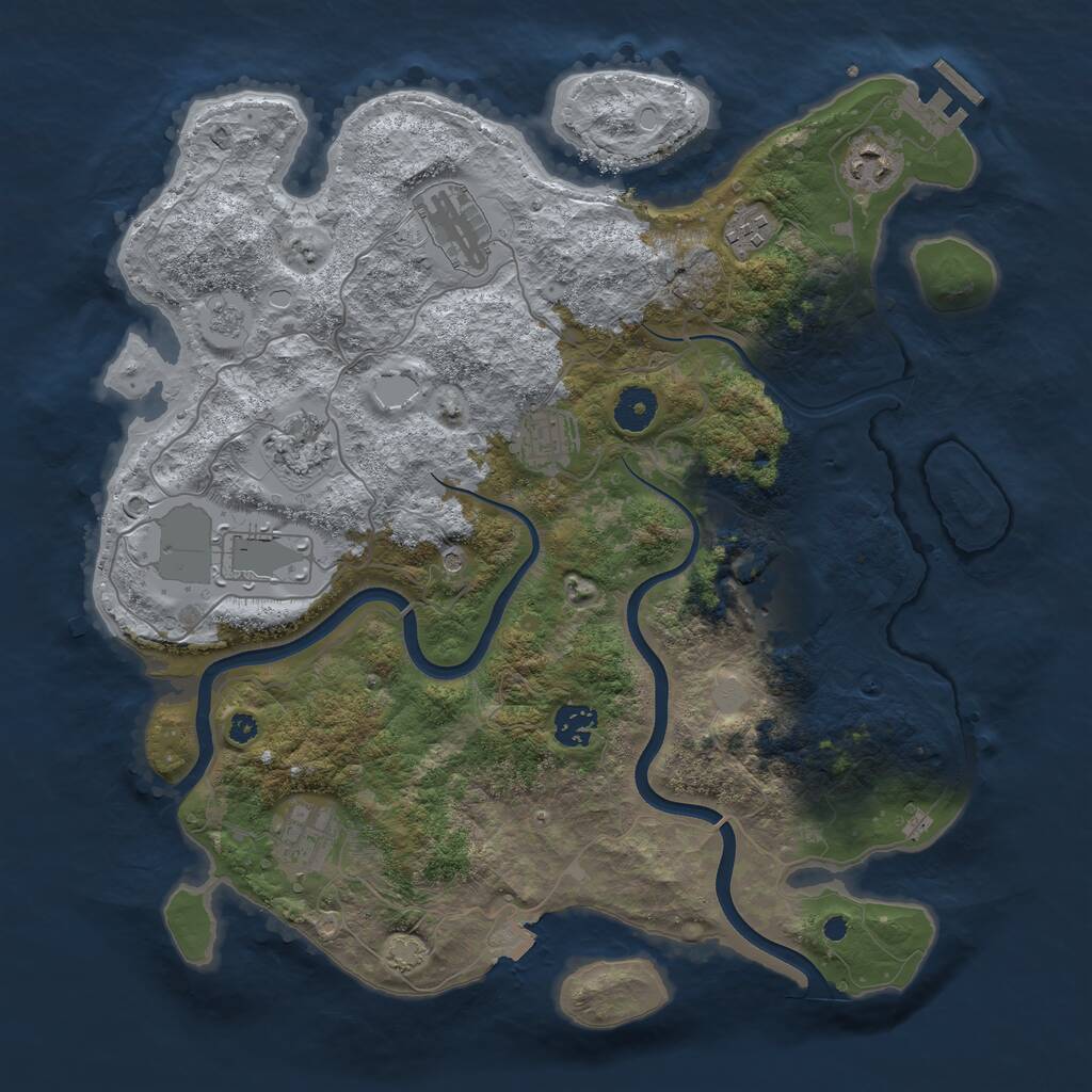 Rust Map: Procedural Map, Size: 3750, Seed: 12777393, 14 Monuments