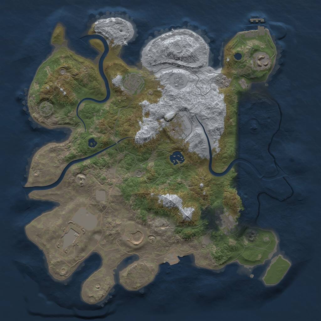 Rust Map: Procedural Map, Size: 3500, Seed: 673977793, 13 Monuments