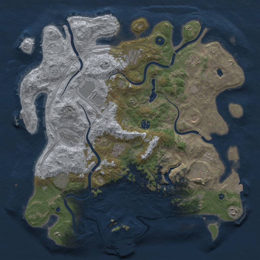 Rust Map: Procedural Map, Size: 4250, Seed: 1355935807, 17 Monuments