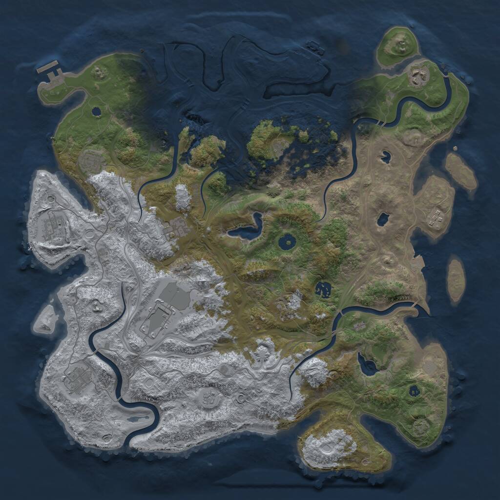 Rust Map: Procedural Map, Size: 4500, Seed: 2147264657, 16 Monuments