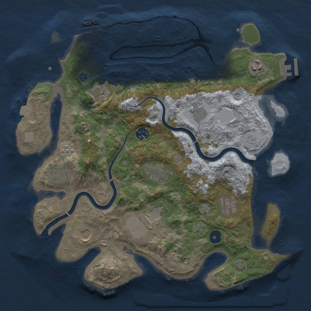 Rust Map: Procedural Map, Size: 3700, Seed: 1517740316, 17 Monuments
