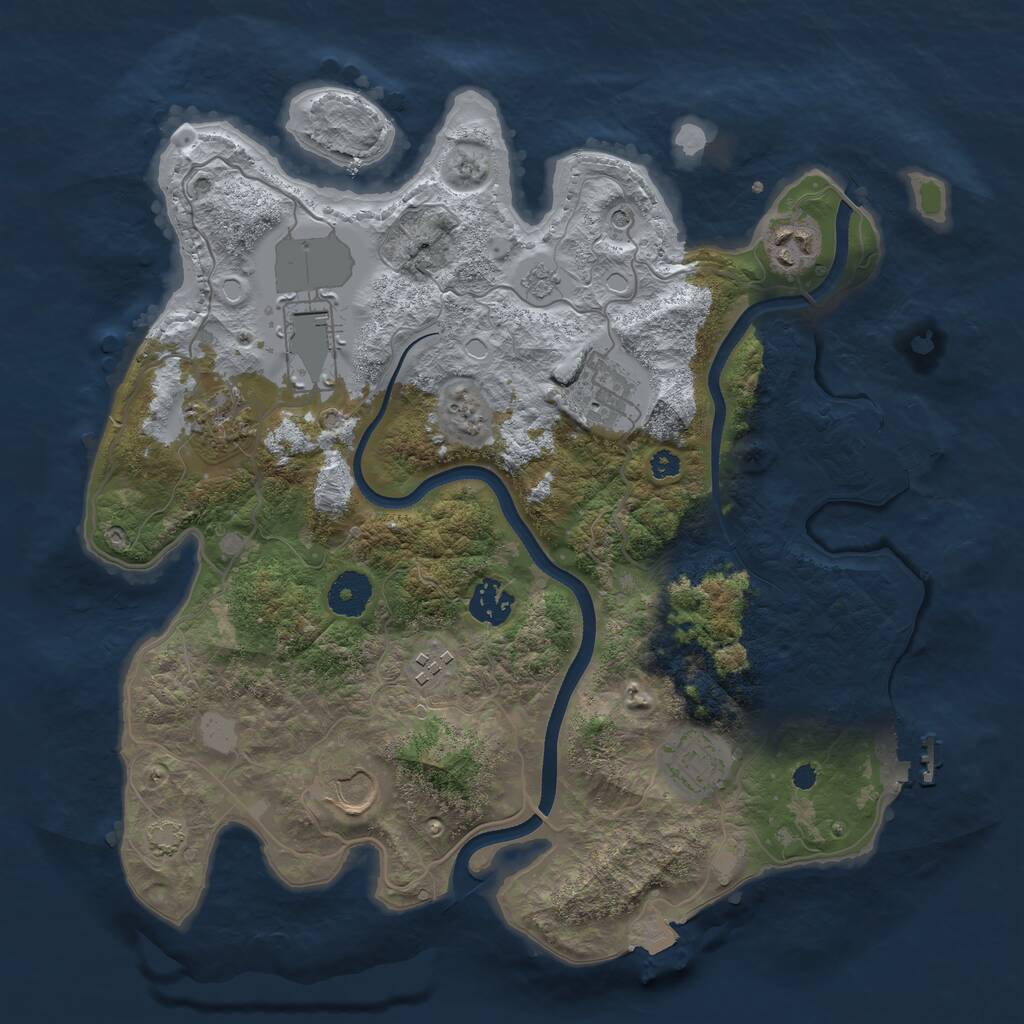 Rust Map: Procedural Map, Size: 3500, Seed: 7525856, 14 Monuments