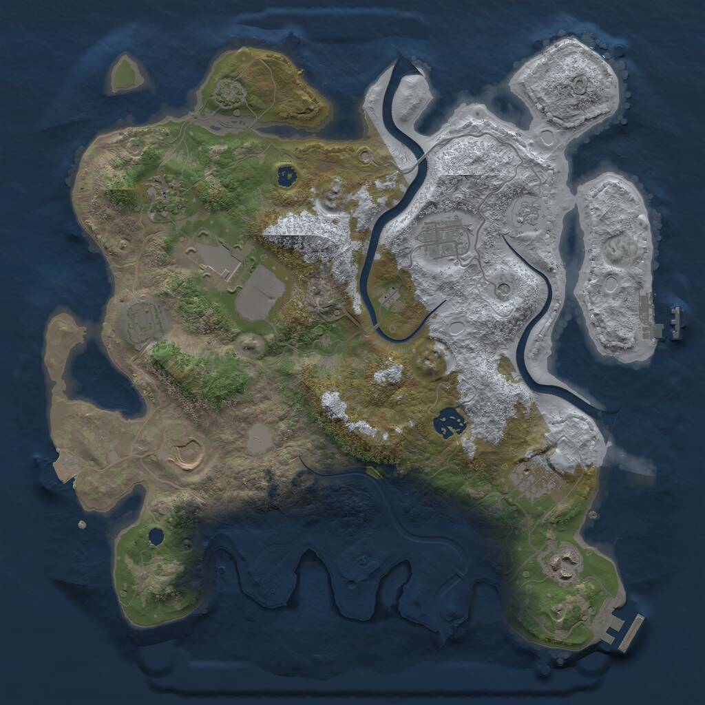 Rust Map: Procedural Map, Size: 3500, Seed: 943208768, 14 Monuments