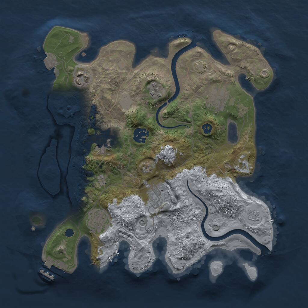 Rust Map: Procedural Map, Size: 3000, Seed: 470193397, 12 Monuments
