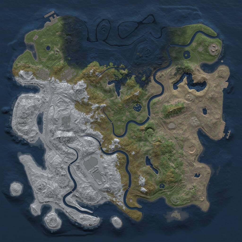 Rust Map: Procedural Map, Size: 4500, Seed: 246032312, 14 Monuments