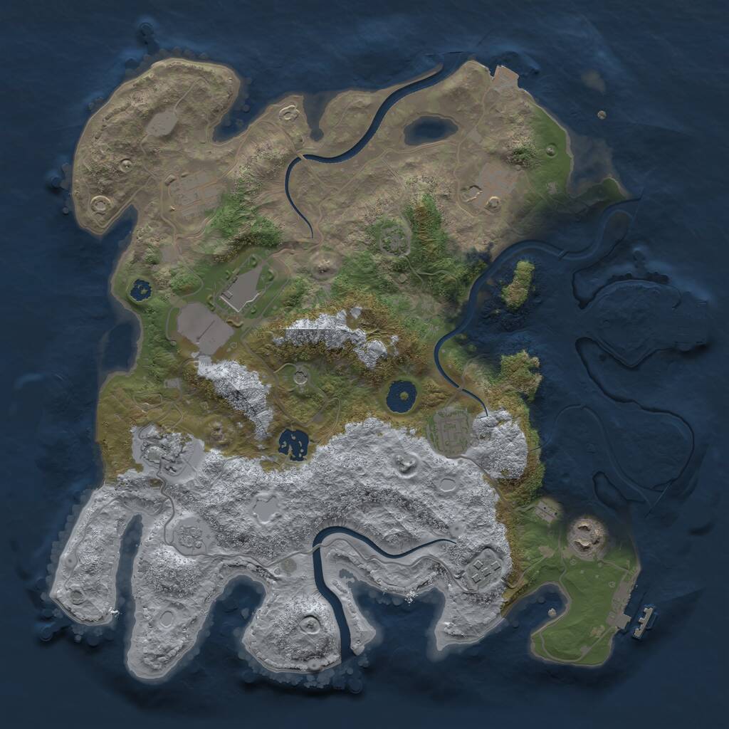 Rust Map: Procedural Map, Size: 3500, Seed: 1996525285, 14 Monuments