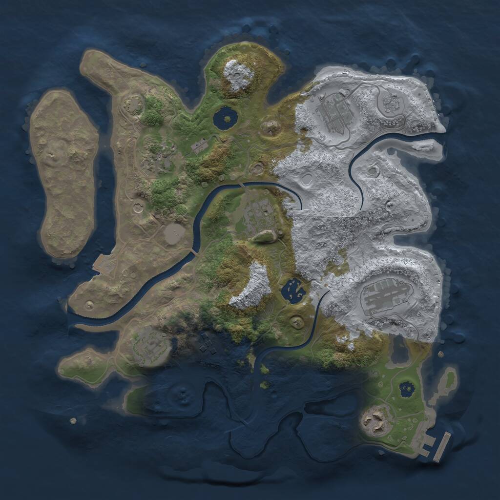 Rust Map: Procedural Map, Size: 3200, Seed: 564764014, 13 Monuments