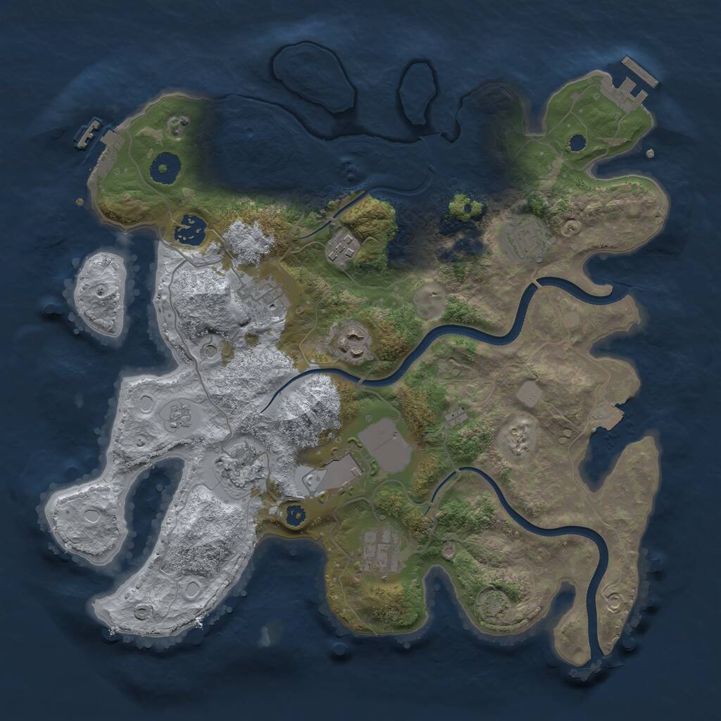 Rust Map: Procedural Map, Size: 3500, Seed: 595297878, 14 Monuments