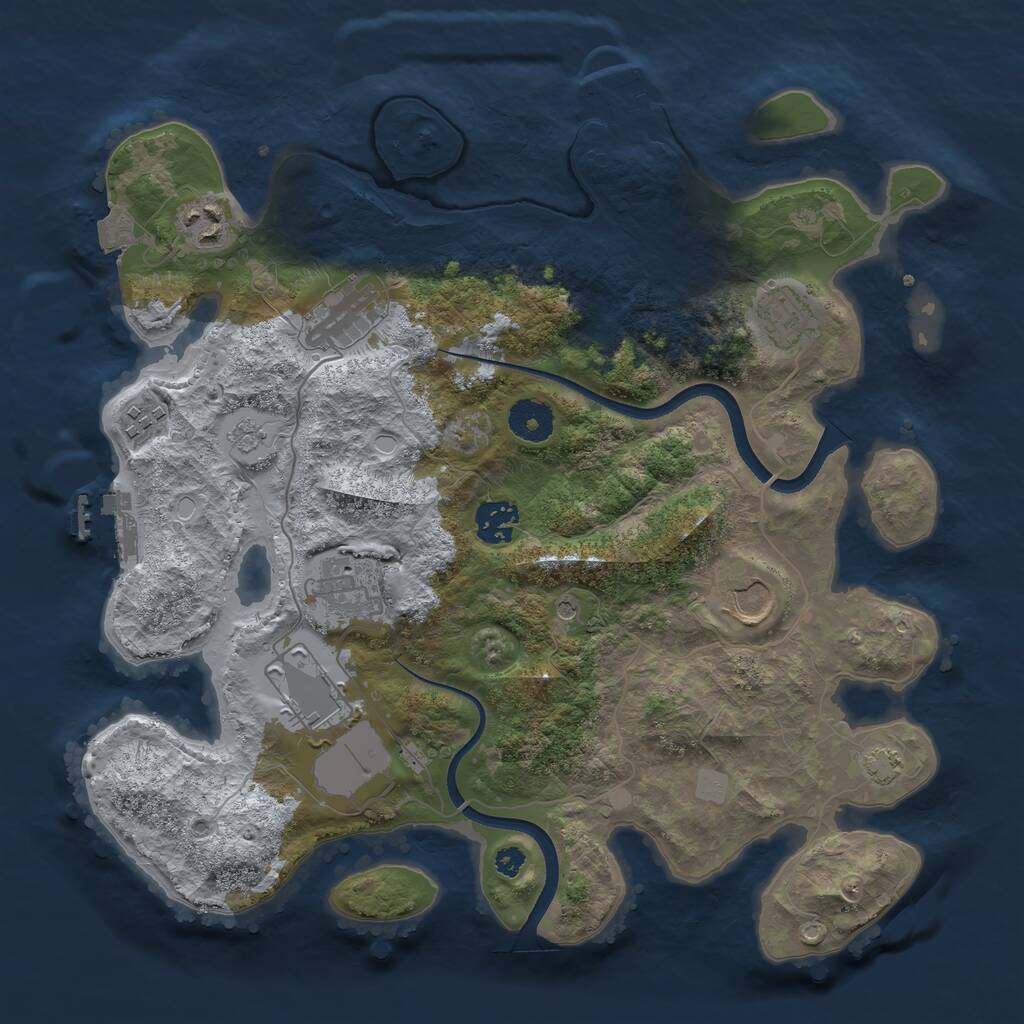 Rust Map: Procedural Map, Size: 3500, Seed: 850773367, 14 Monuments