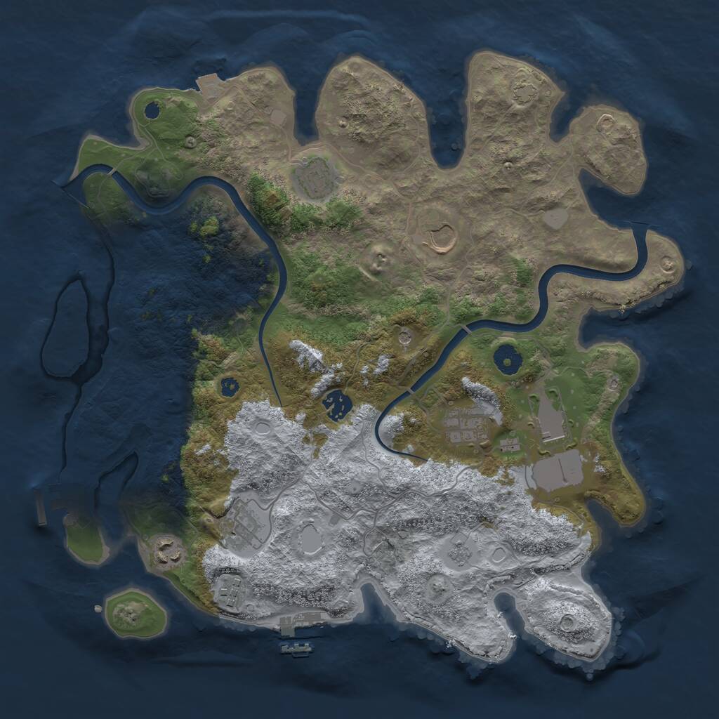 Rust Map: Procedural Map, Size: 3750, Seed: 1723579353, 14 Monuments