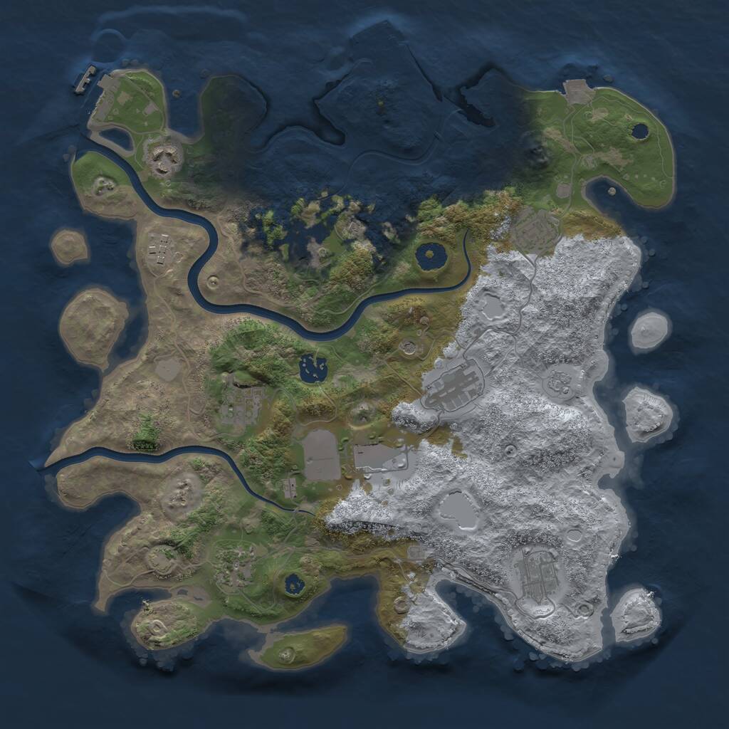 Rust Map: Procedural Map, Size: 3700, Seed: 1172180327, 16 Monuments