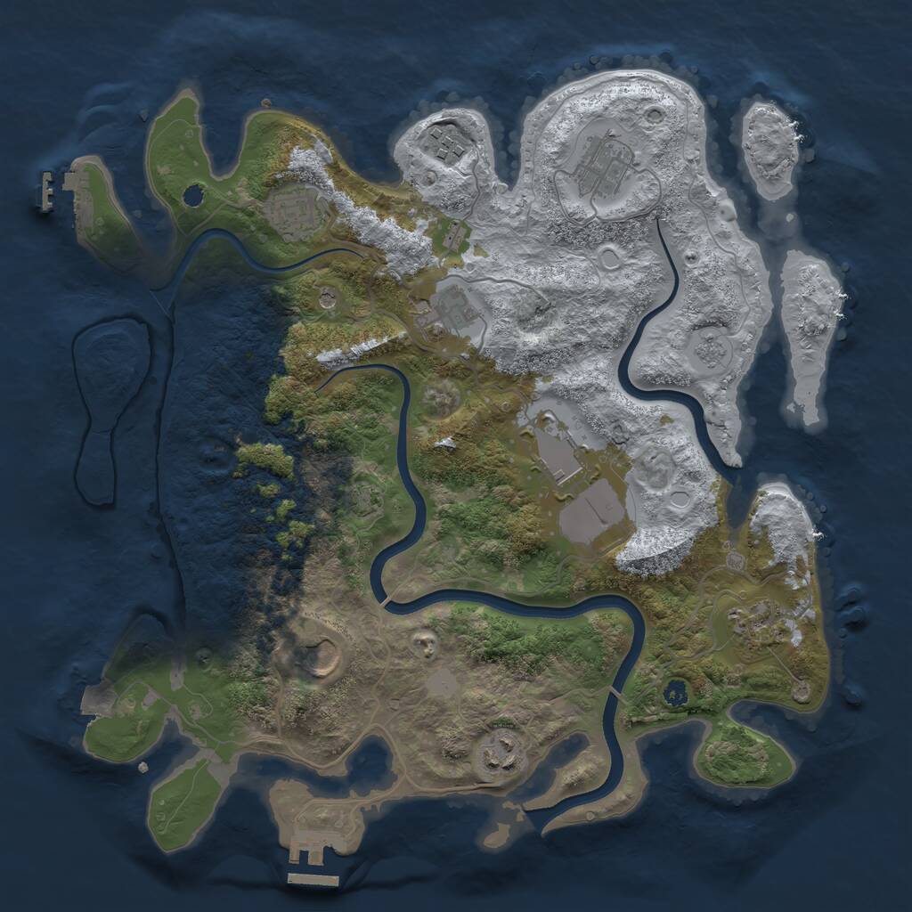 Rust Map: Procedural Map, Size: 3600, Seed: 918355, 14 Monuments