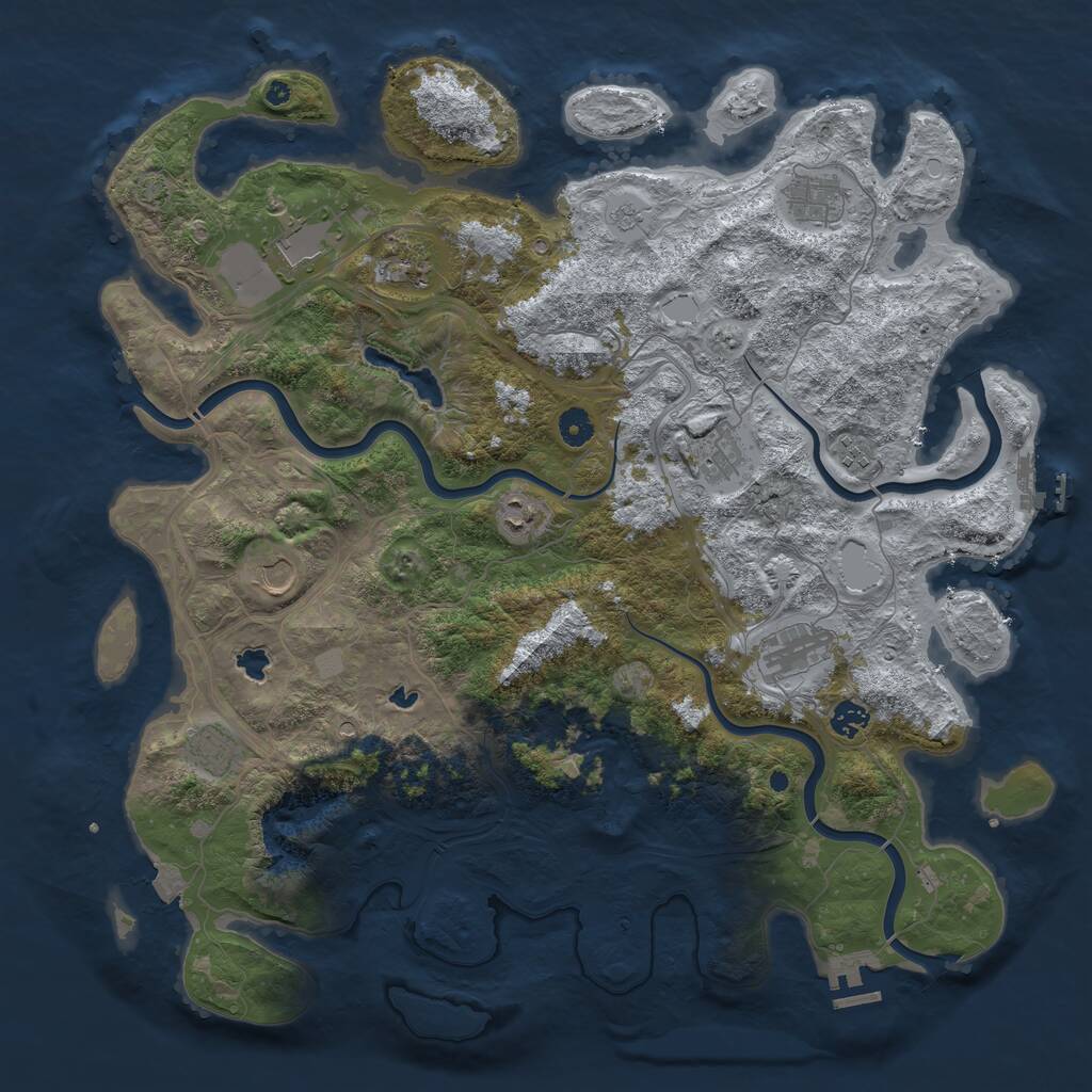 Rust Map: Procedural Map, Size: 4500, Seed: 1200925309, 16 Monuments