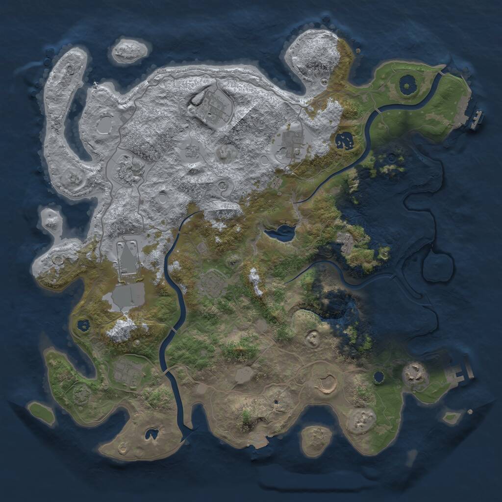 Rust Map: Procedural Map, Size: 4000, Seed: 2120055105, 16 Monuments
