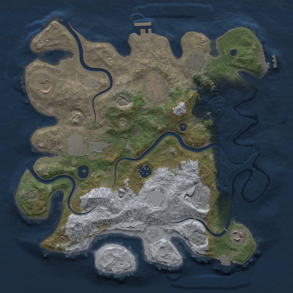 Rust Map: Procedural Map, Size: 3500, Seed: 374462874, 14 Monuments