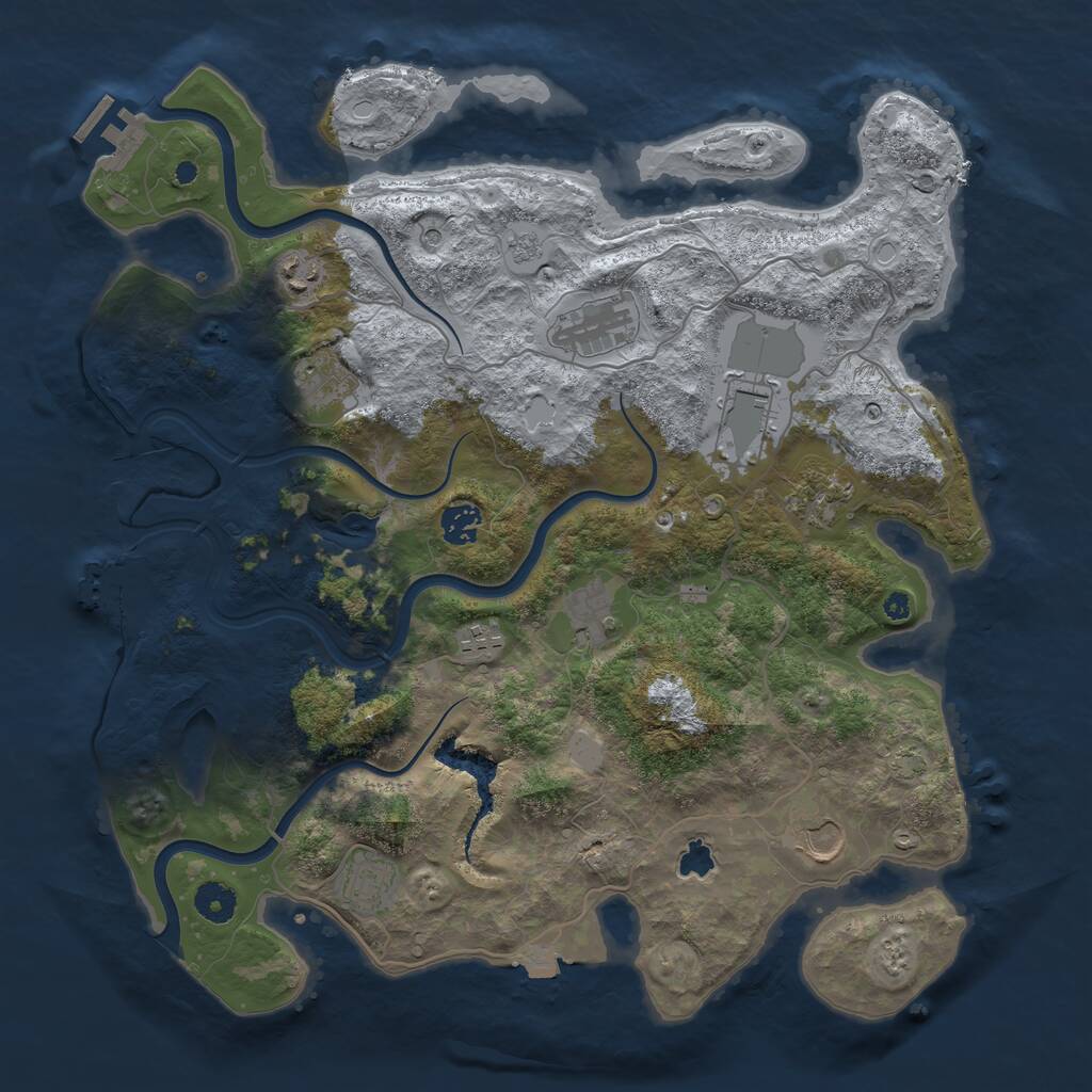 Rust Map: Procedural Map, Size: 4000, Seed: 238256183, 16 Monuments