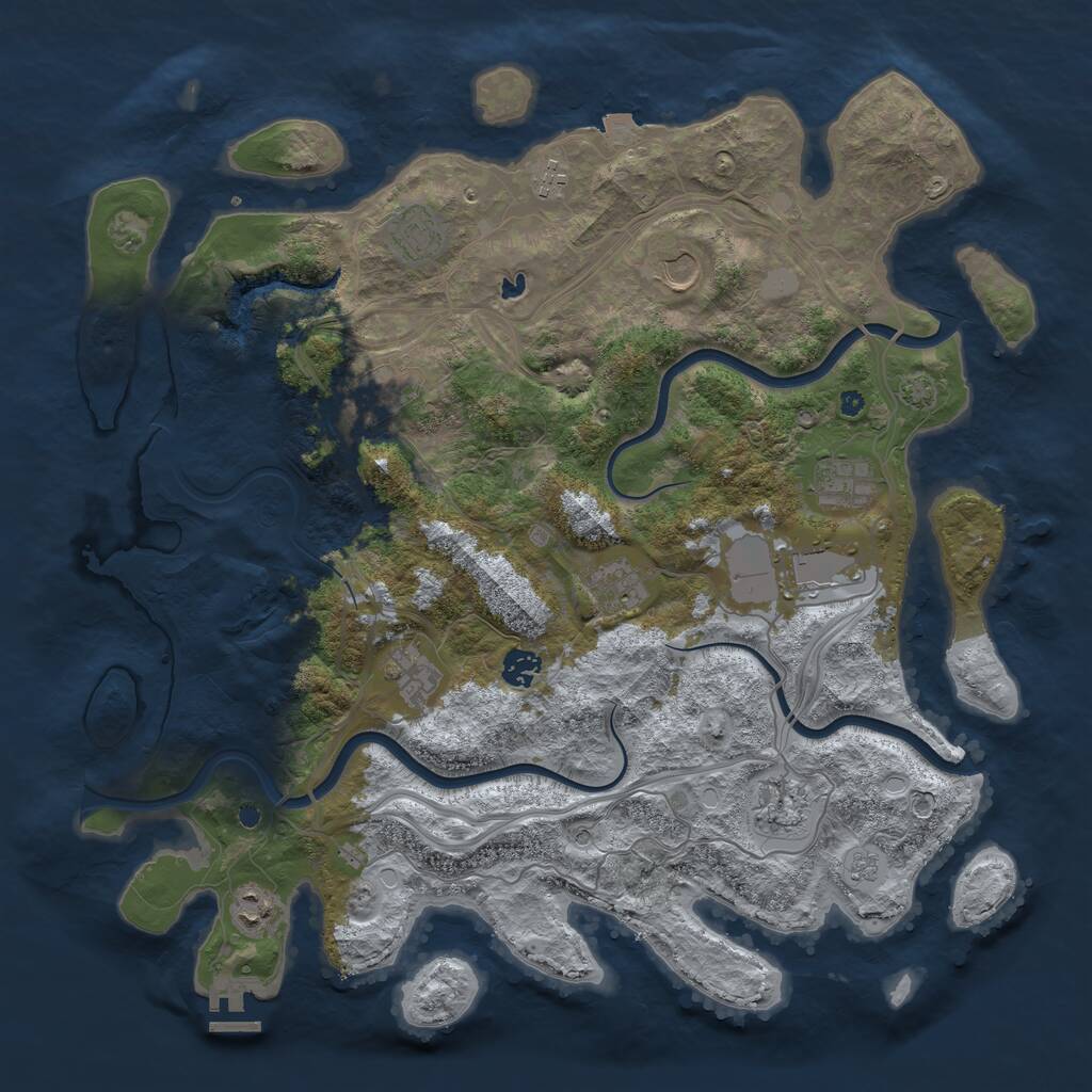 Rust Map: Procedural Map, Size: 4250, Seed: 950162107, 16 Monuments