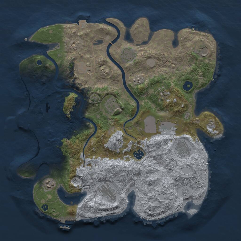 Rust Map: Procedural Map, Size: 3750, Seed: 1218315048, 17 Monuments