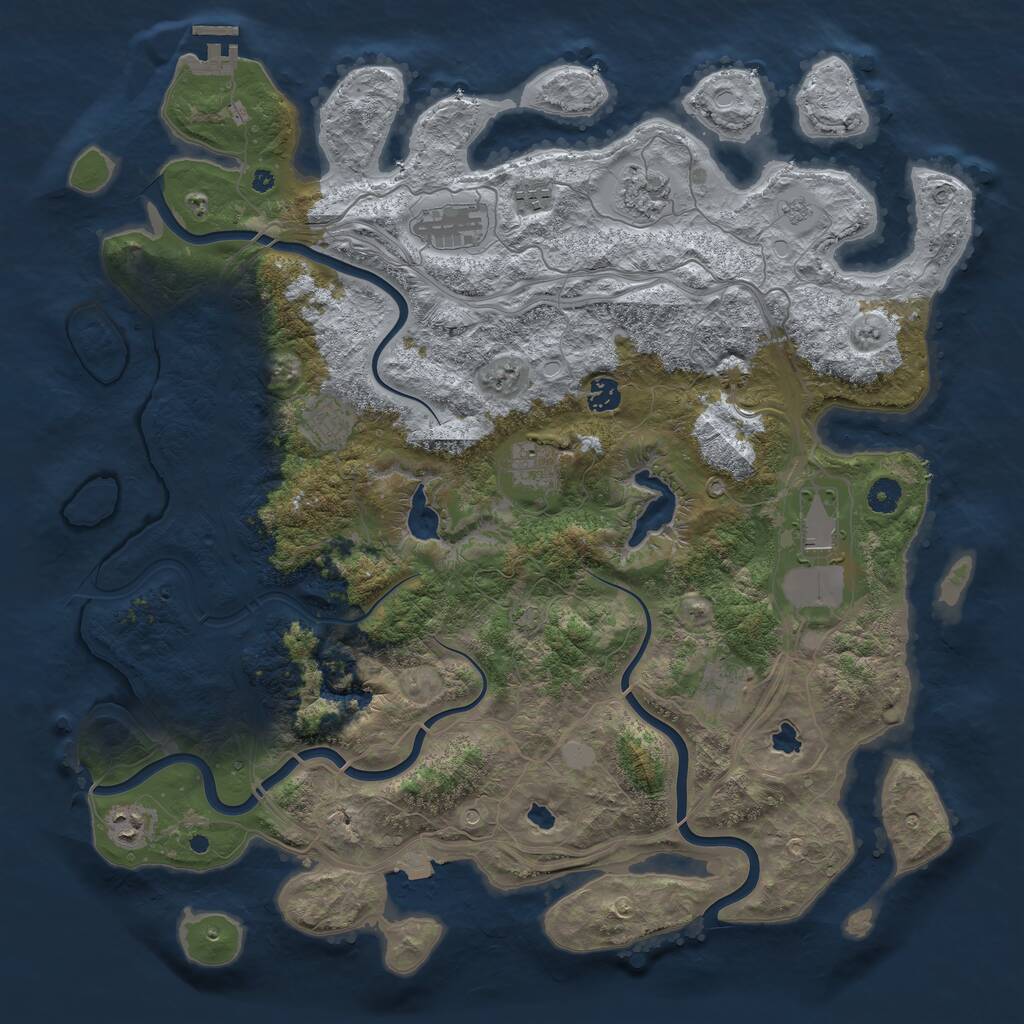 Rust Map: Procedural Map, Size: 4500, Seed: 116451175, 14 Monuments
