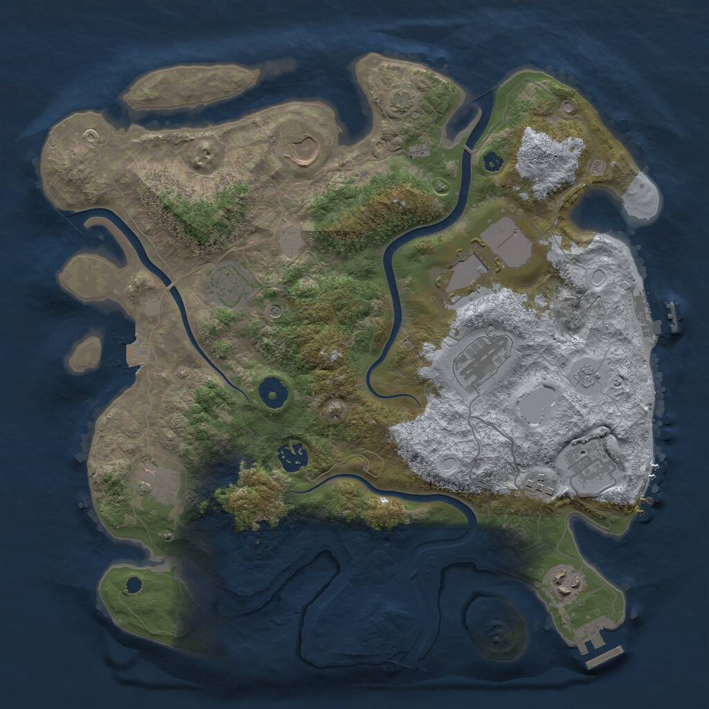 Rust Map: Procedural Map, Size: 3618, Seed: 466310247, 15 Monuments