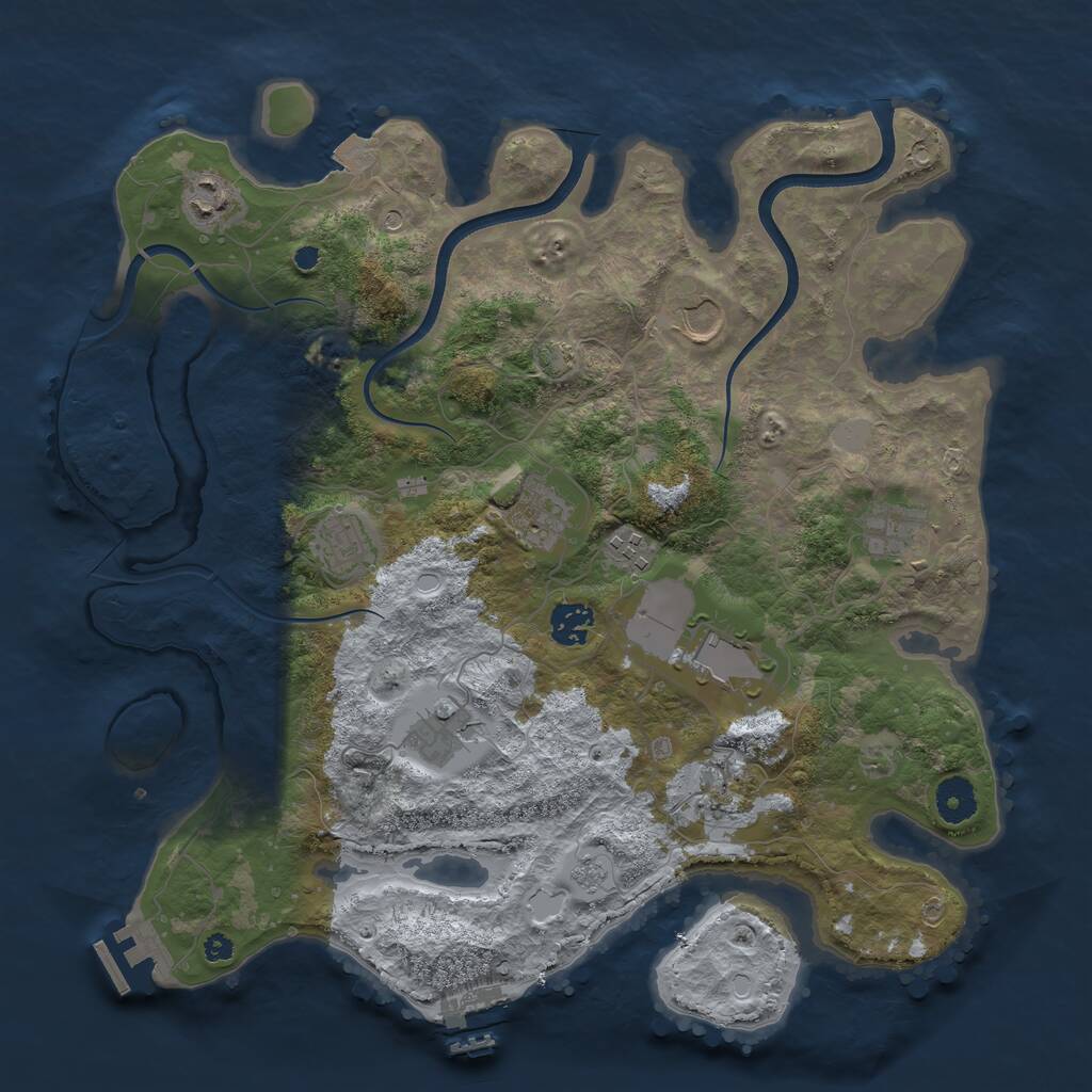 Rust Map: Procedural Map, Size: 3750, Seed: 463892682, 16 Monuments
