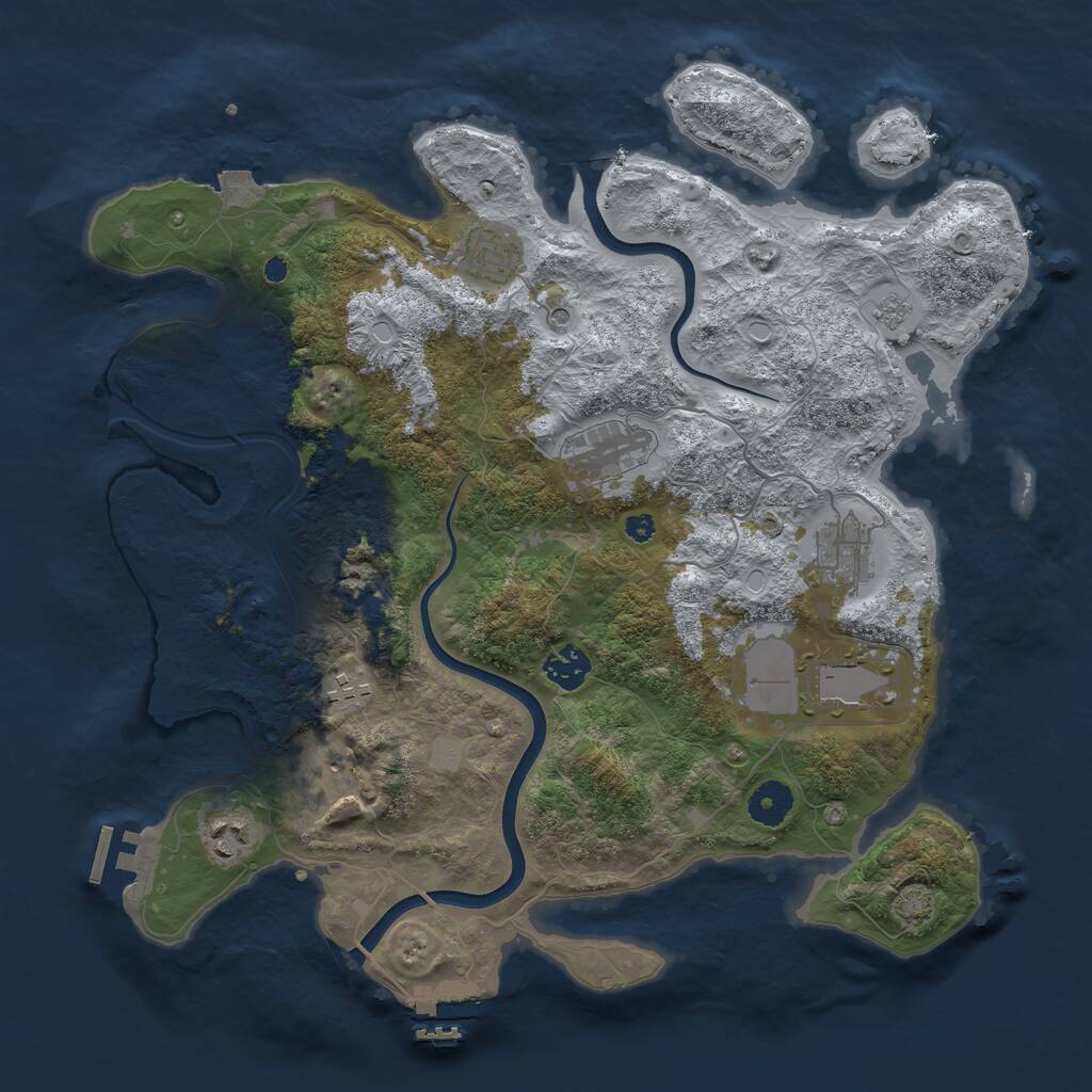 Rust Map: Procedural Map, Size: 3750, Seed: 994651909, 14 Monuments