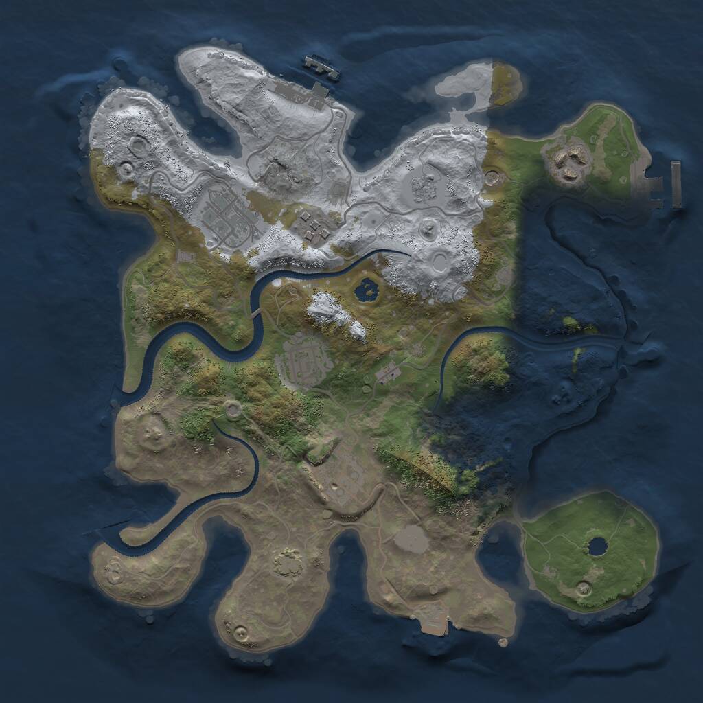 Rust Map: Procedural Map, Size: 3000, Seed: 1632094, 11 Monuments