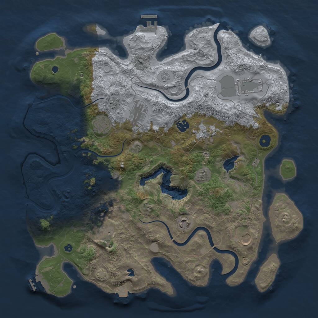 Rust Map: Procedural Map, Size: 4000, Seed: 1733754711, 16 Monuments