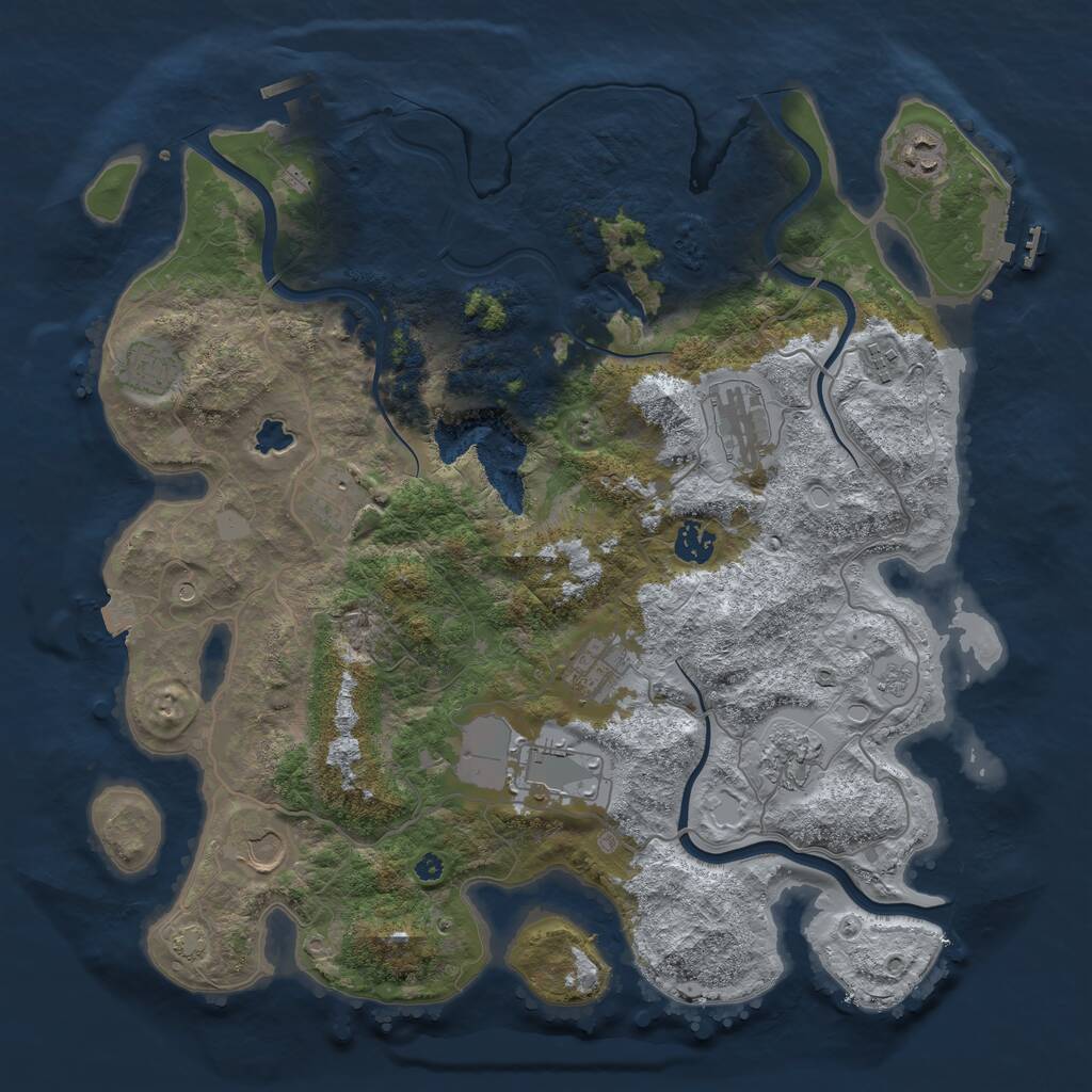 Rust Map: Procedural Map, Size: 4000, Seed: 198097391, 16 Monuments