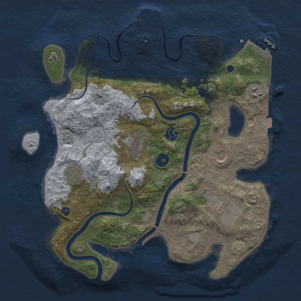 Rust Map: Procedural Map, Size: 3500, Seed: 297595741, 13 Monuments
