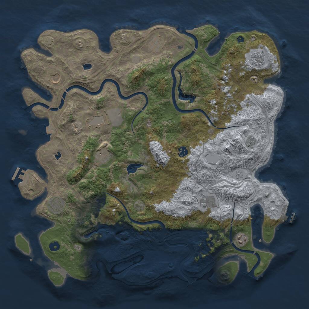 Rust Map: Procedural Map, Size: 4500, Seed: 88756926, 16 Monuments