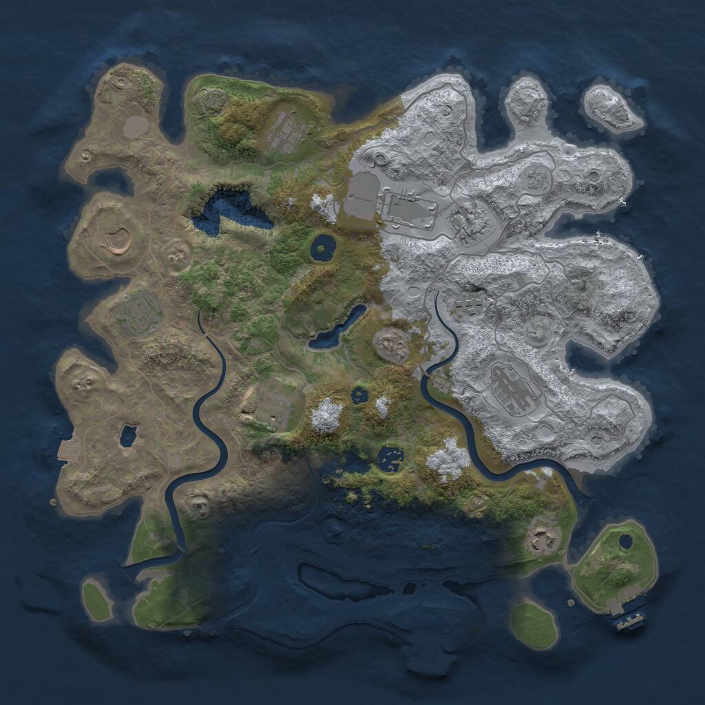 Rust Map: Procedural Map, Size: 4000, Seed: 654221462, 16 Monuments
